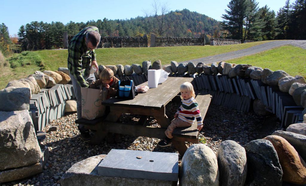 Scott Farm Orchard Dummerston, VT picnic table for apple taste testing